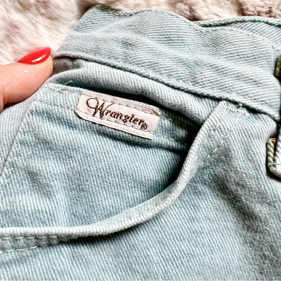 Wrangler 90’s Teal Mint High Waist Denim Shorts Vintage Jean Shorts - Picture 3 of 5